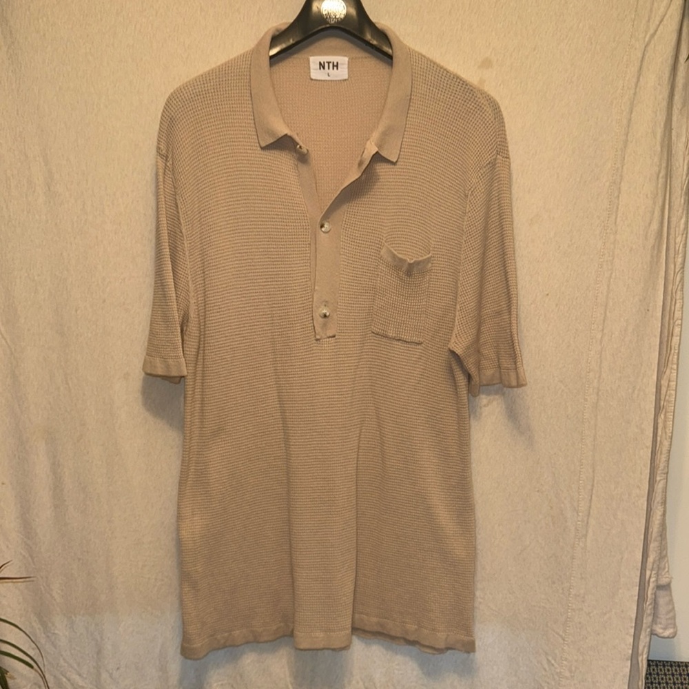 NTH waffle knit henley shirt size LARGE